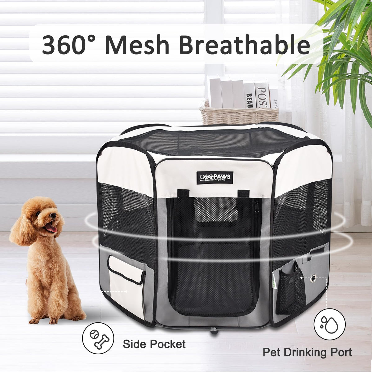 JESPET Pet Dog Playpens 36", 45" & 61" Portable Soft Dog Exercise Pen Kennel with Carry Bag for Puppy Cats Kittens Rabbits, Indoor/Outdoor Use