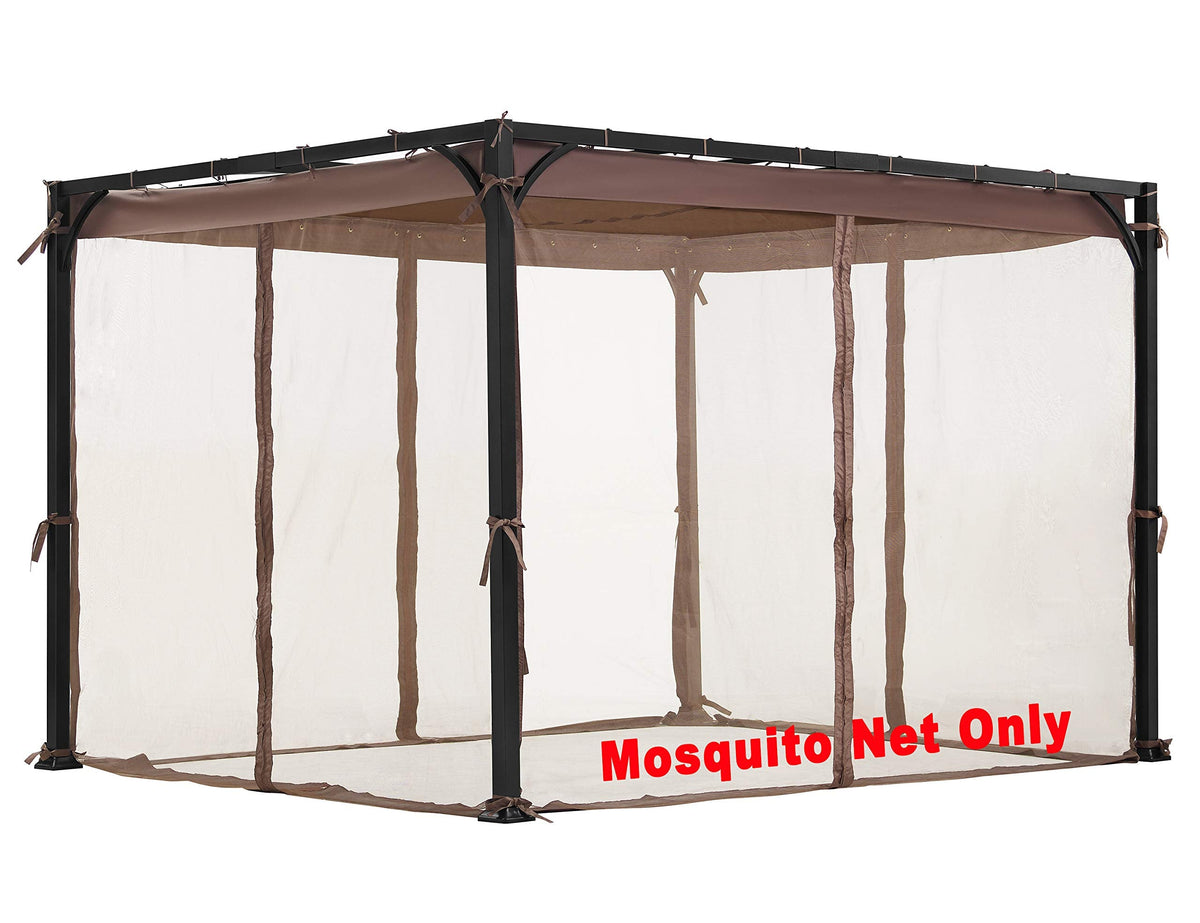 Replacement Mosquito Net for Flat-Roof Pergola - Mesh Bug Net Only (8 ft. x 10 ft., Brown)