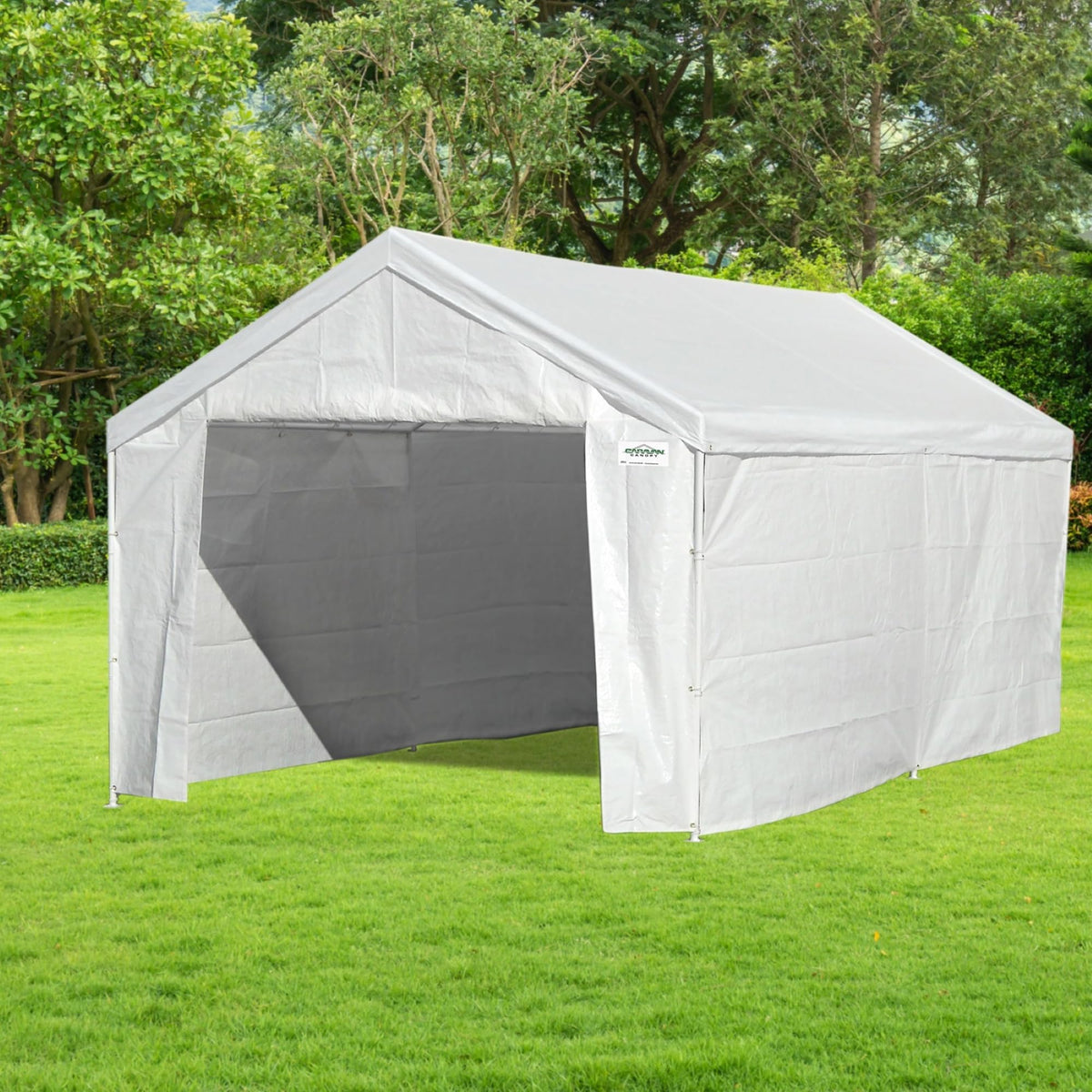 Caravan Canopy Domain Carport Sidewall Kit, White, 12' x 26', Set of 4 Walls, Sun Protection, 19 lbs, Polyethylene Material, Frame Not Included