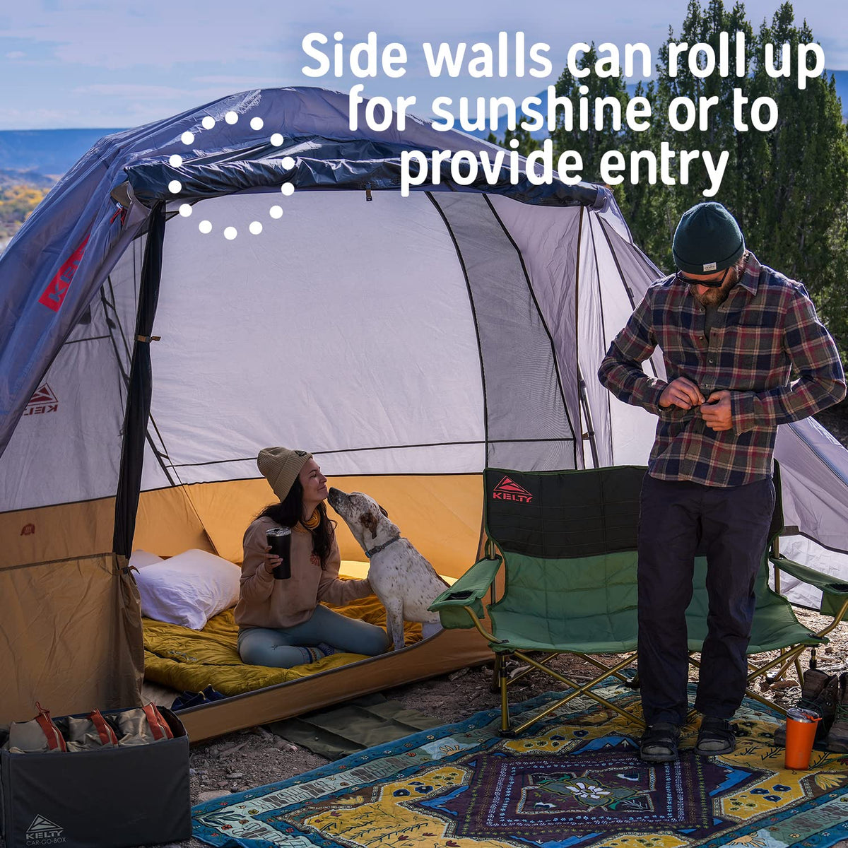 Kelty Caboose 4P Tent and Vehicle Awning Shelter, Universal Attachment for Vans, Trucks, SUVs, Standing Height Door, Massive Vestibule, Fully Freestanding, Designed in Sunny Colorado (2023)