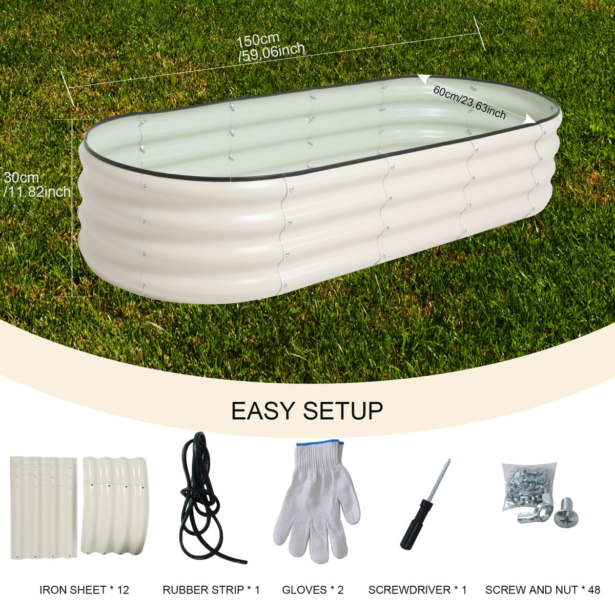 ToBoom Galvanized Raised Garden Bed Kit Outdoor Metal Garden Planter Box for Backyard Gardening, Planting Vegetables, and Patio (59"x23.6"x11.8")