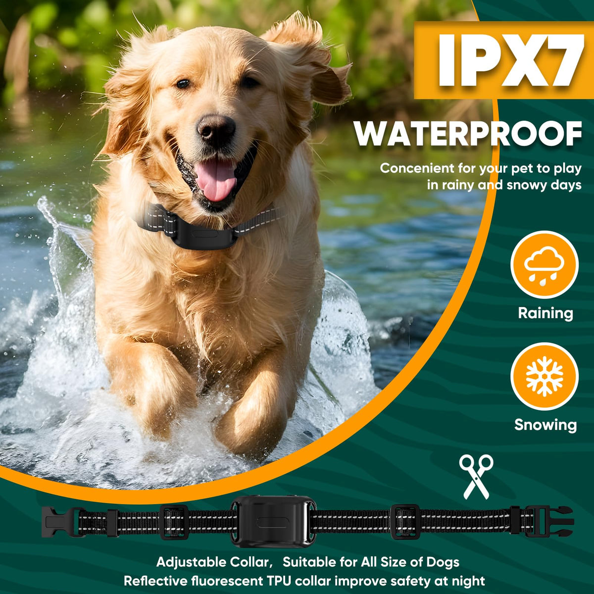 howfateam Wireless Dog Fence Collar, Electric Dog Fence & Remote Training Collar, Magnetic Charging Base, Portable Outdoor Wireless for Yards, Adjustable for Small Medium Large Dogs