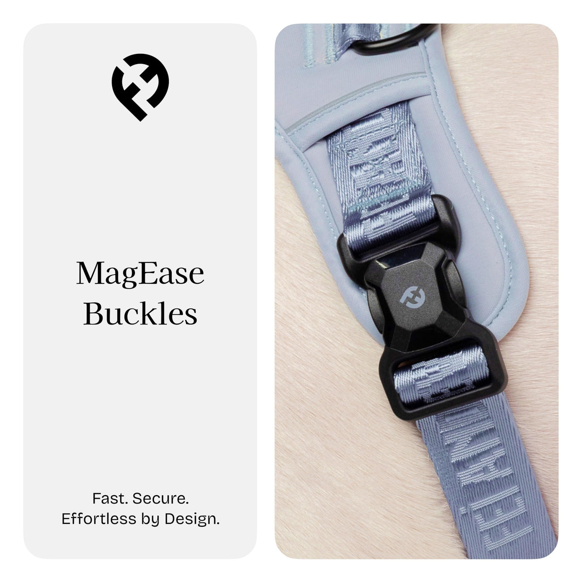2026 New Editions, Fei and Eve Cloud MagEase Dog Harness, Quick-Release Buckles, Reflective, 3-Point No-Pull Control, Breathable Mesh, Adjustable Fit, Large, Dusk Blue
