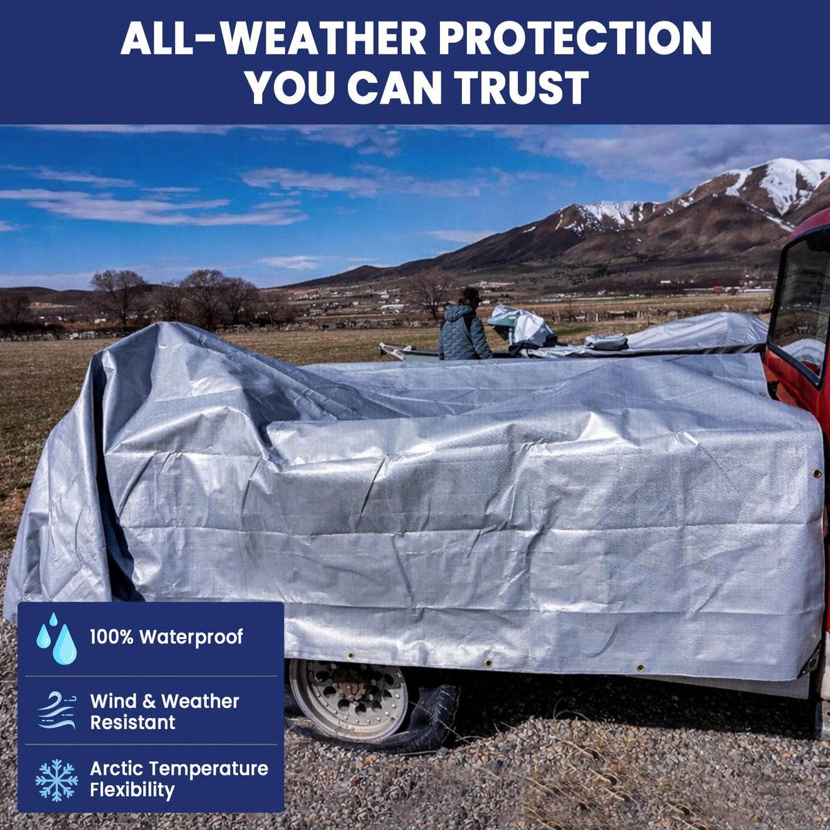 Tarps Now 16x24 ft Heavy Duty Plastic Tarp (Poly Tarp)|12 MIL Waterproof Cover|Rip & Tear-Resistant|Rustproof Grommets & Reinforced Edges|Ideal for Roof, Camping, Tent & Outdoor Protection - Silver