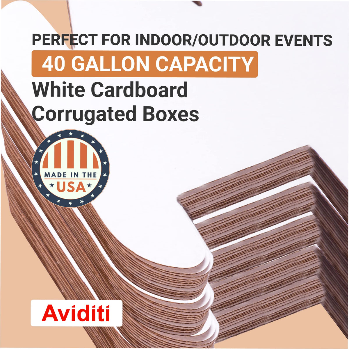 Box USA 40 Gallon 18" L x 18" W x 30" H 10-Pack Cardboard Trash Cans and Recycling Bins, Reusable or Disposable Pop Up Garbage Boxes for Parties, Outdoor Events, Heavy Duty, Recycle