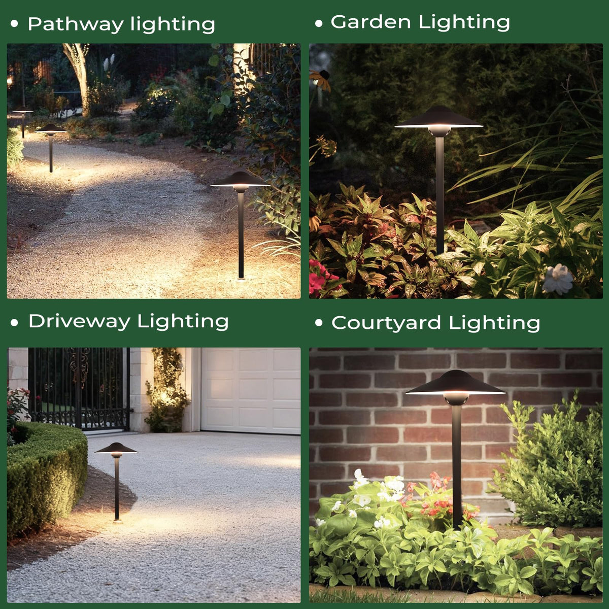 Gardencoin Low Voltage Pathway Lights (8.5'' Shade, 21.5'' Tall)，12V Outdoor LED Landscape Path Lights Wired, Aluminum Pathway Lighting with 3W 2700K Replaceable Bulb for Walkway Garden Yard, 6 Pack
