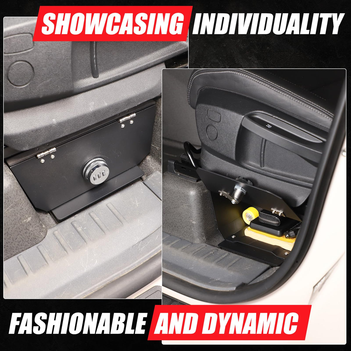 Tumukiw Compatible with INEOS Grenadier 2020-2024 Under Seat Storage Organizer, Customized Carbon Steel Driver Underseat Hidden Lock Box Safe Box, 3-digit Combination Lock