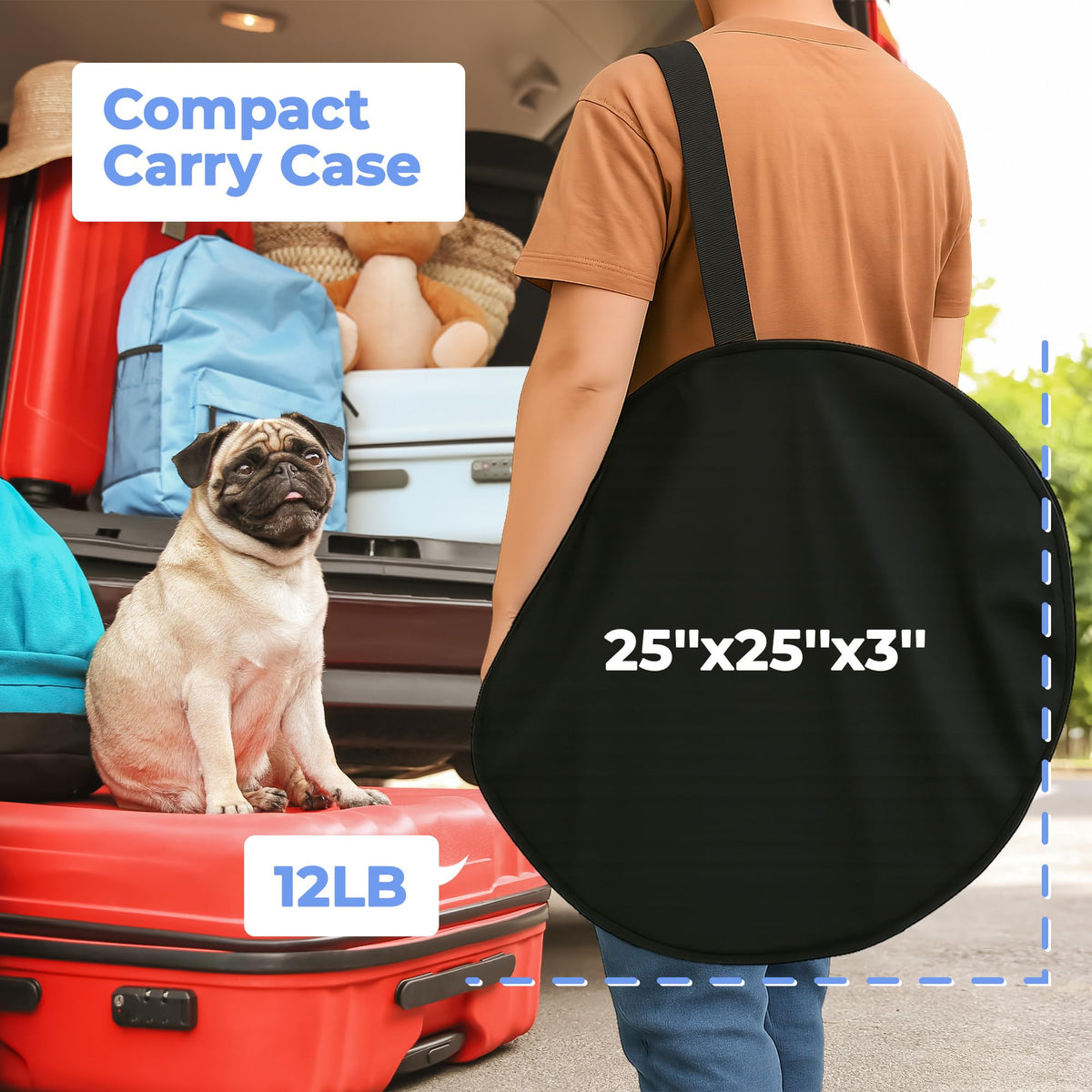 EighteenTek XLarge Popup Portable Dog Houses, 5.3'x4'H Assembly-Free Gazebo-Style Dog Cot Cat Playpen Screen Pet Tent Sun Shade Shelter Dog Bed with Canopy for Outdoor, Anti-Bugs with Leakproof Bottom