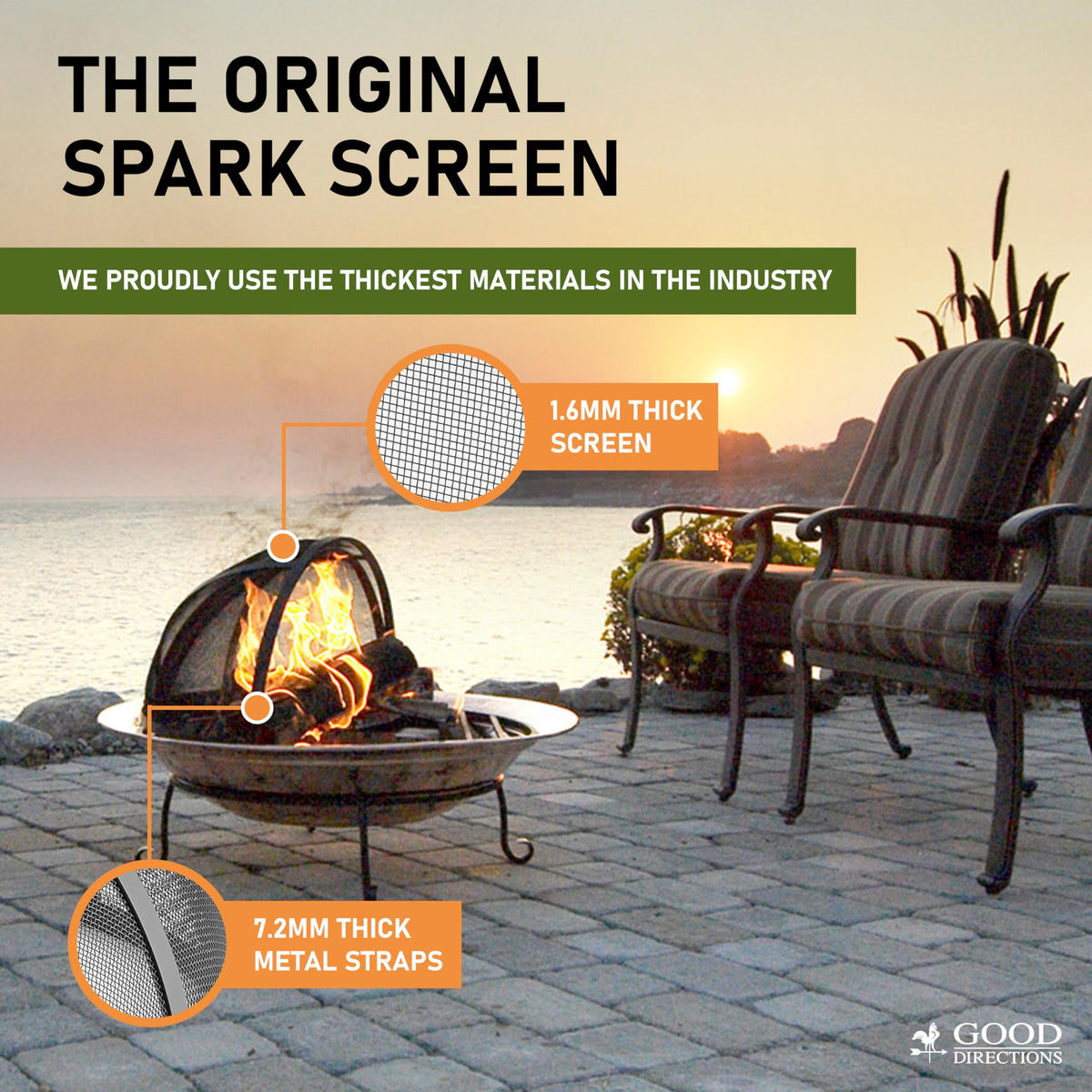 Good Directions Fire Pit Spark Screen Hinged for Easy Access (29 inch)