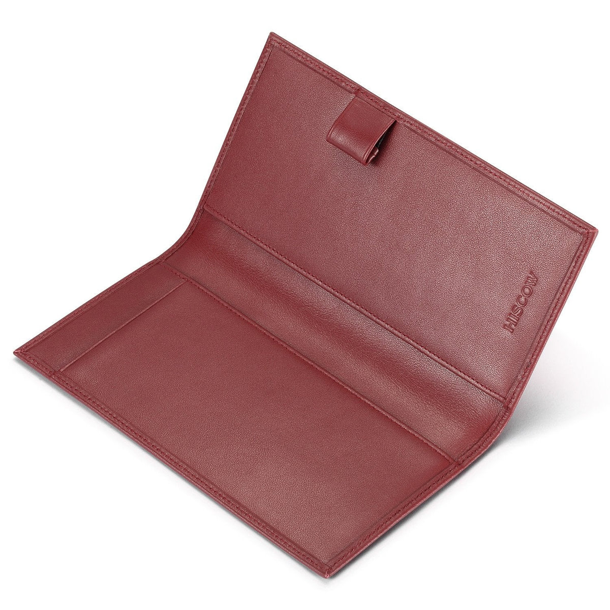 HISCOW Supple Leather Checkbook Cover with Free Divider - Italian Calfskin (Wine Red)