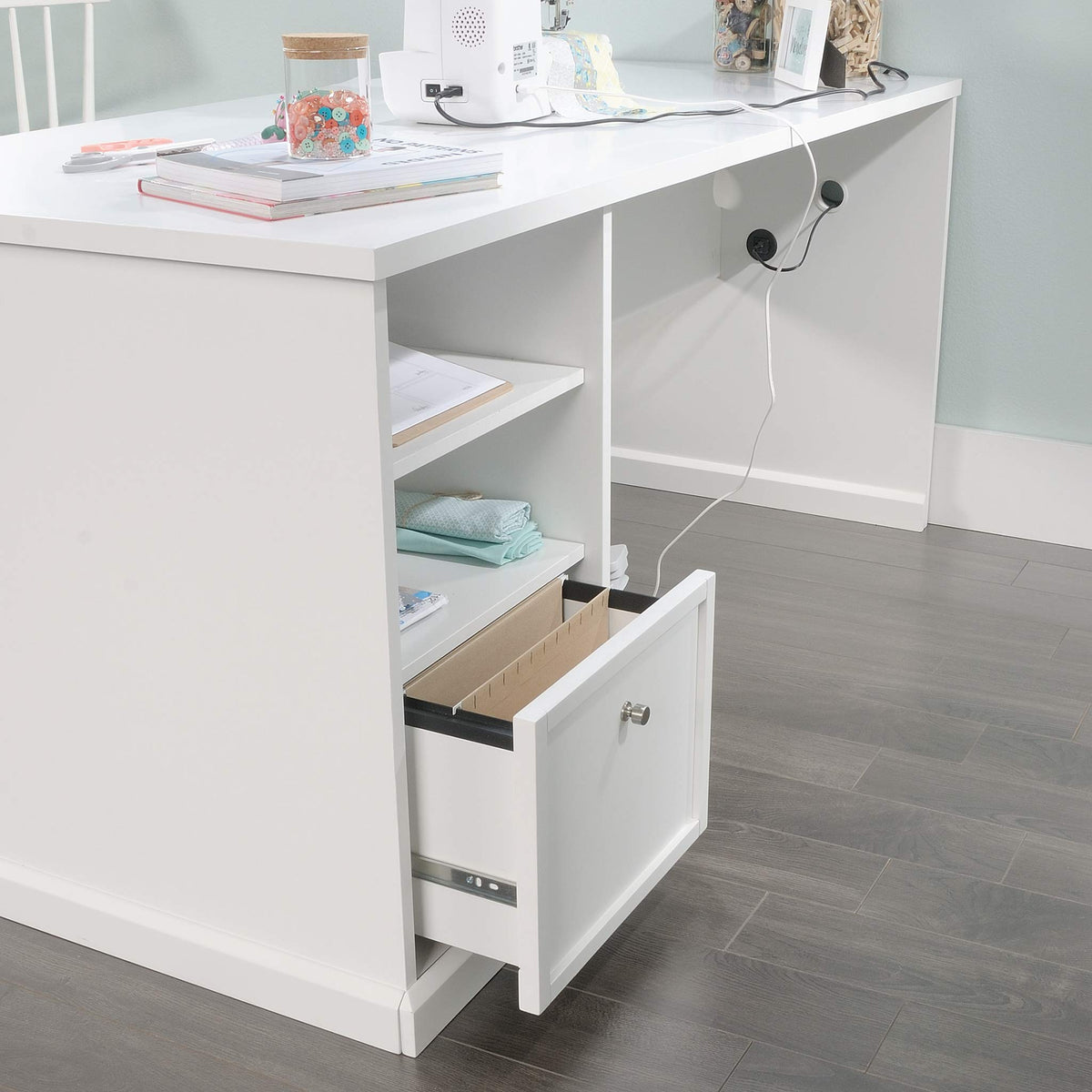 Sauder Craft Pro Series Craft Table/ Pantry cabinets, in White finish