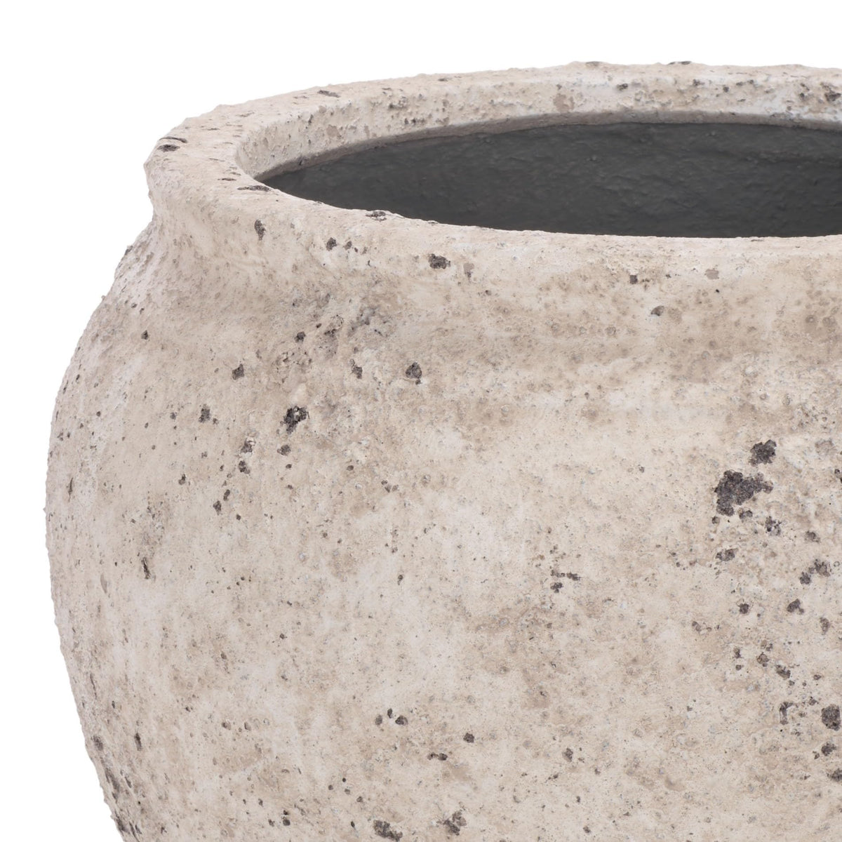 SAFAVIEH Outdoor - Ramsey Planter Pot with Drainage - Antique White Ficonstone Cement - Weather Resistant - Ideal for Patio, Garden, Backyard, 14.2" W x 14.2" D x 13" H (PAT1553B)