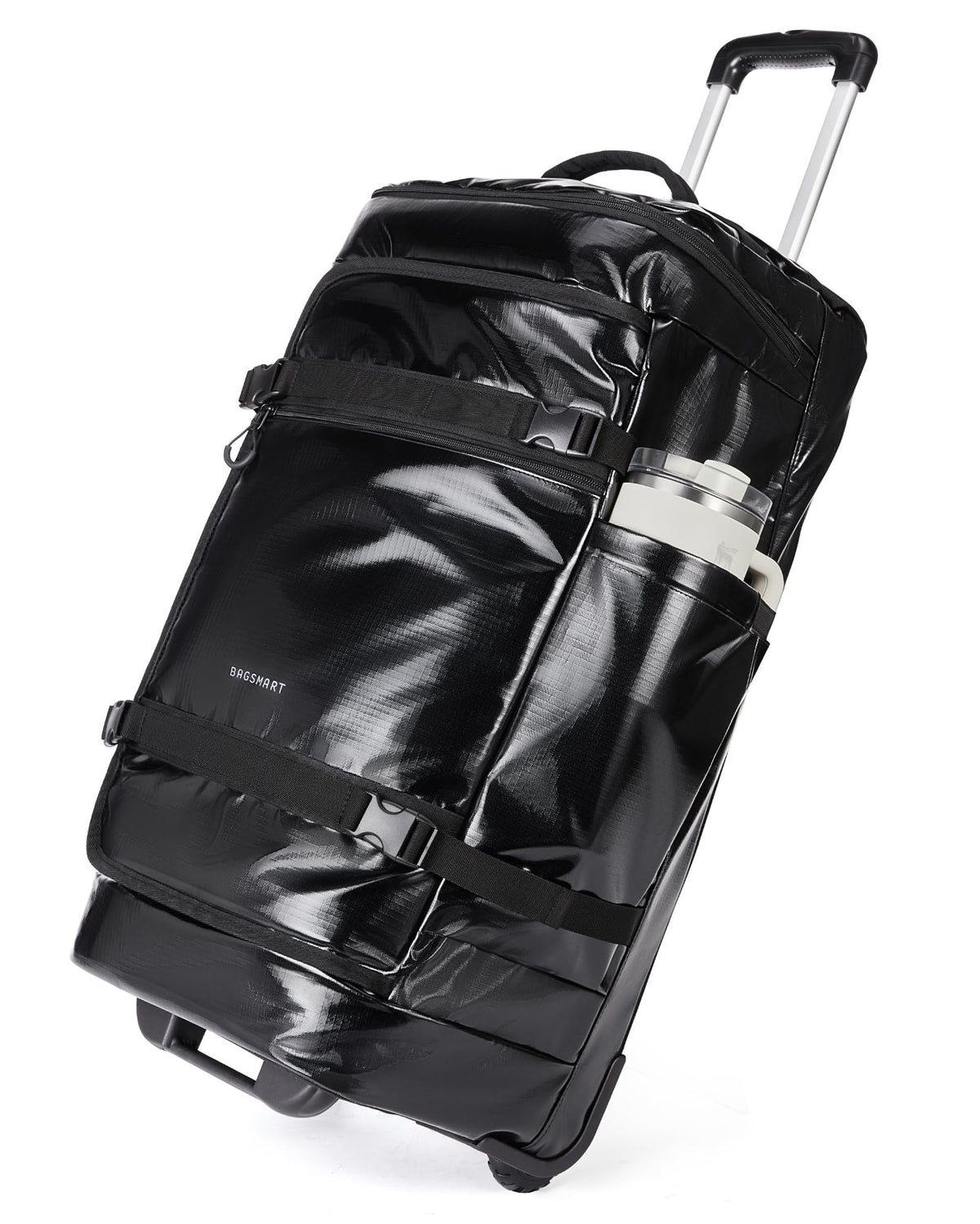 BAGSMART Rolling Duffle Bag with Wheels, Travel Duffel Luggage Bag for Men, Water Repellent Heavy Duty for Travel Camp, Black, Large, 70L