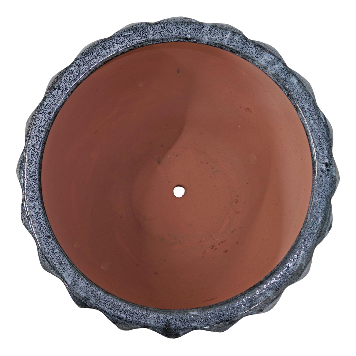 Sunnydaze 13.5" Fluted Ceramic Plant Pot - Features 1 Drainage Hole - 1.94 Gal Soil Capacity - Black Mist