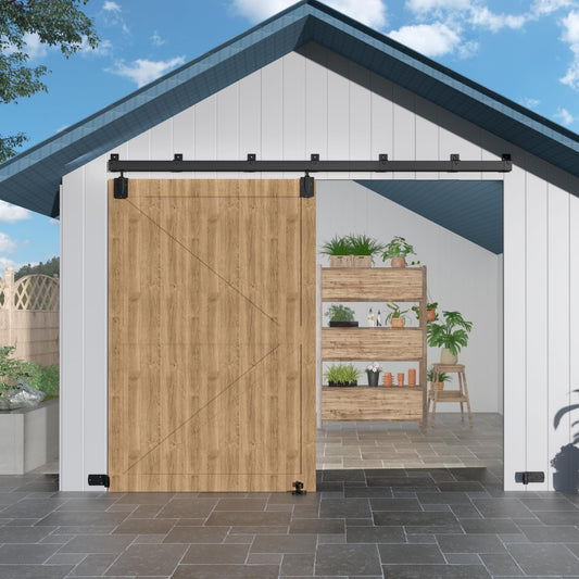 10FT Heavy Duty Exterior Barn Door Hardware Kit, BarnBase Box Rail Hardware kit, Outdoor Barn Door Hardware Kit for 1 Door(Door not Include), 450 lbs Capacity, Black