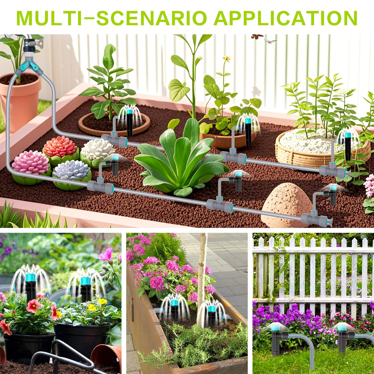 Drip Irrigation System 99FT, Complete Automatic Drip Irrigation Kit with Quick Connector, Garden Watering System for Potted Plants with 12mm 6mm Irrigation Tubing Adjustable Emitters for Garden