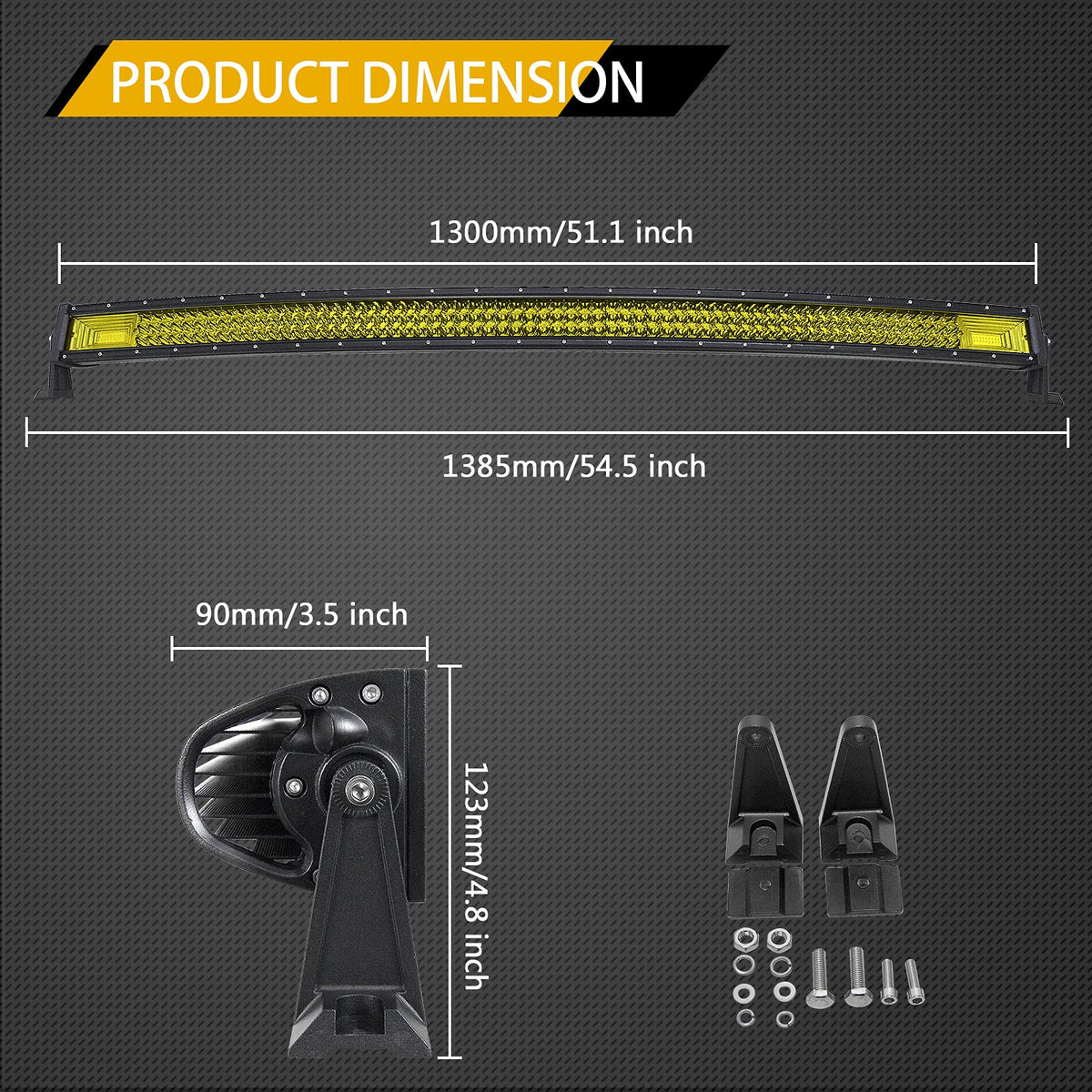 Willpower 52 inch 675W Curved Triple Row 7D Led Light Bar Flood Spot Driving Lights Off Road Lights with Wiring Harness for Pickup Truck Jeep ATV UTV Wrangler SUV Dodge Ram 4x4,3000K 12-24V
