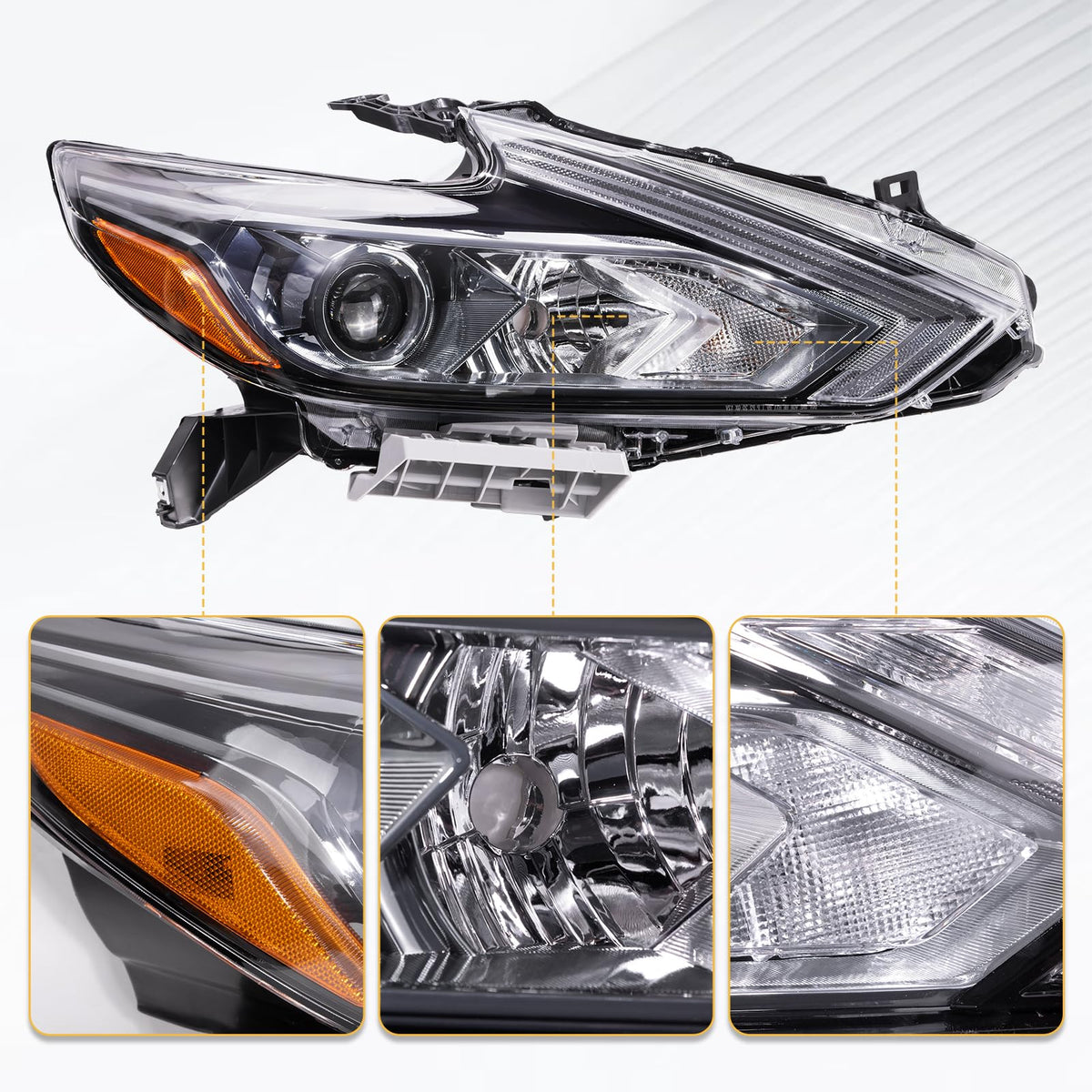 ShotFiled Halogen Headlights Compatible with 2016 2017 2018 Nissan Altima Headlamp w/o LED DRL Black Housing Headlight（Left Driver Side