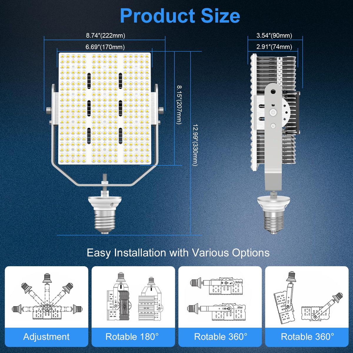 LED Retrofit Kit for Parking Lot Light, 240W 34800LM 200-480V ETL Commercial LED Shoebox Light Replacement, 5000K Daylight E39 Mogul Base LED Shoebox Retrofit Kit for Outdoor Flood Light, Tennis Court