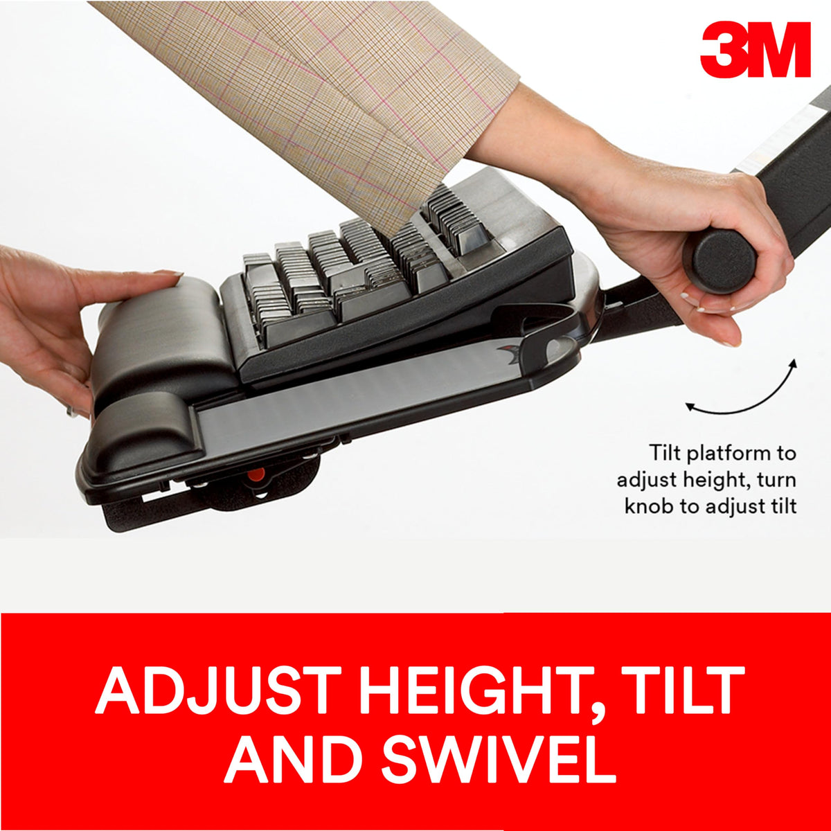 3M Sit/Stand Easy Adjust Keyboard Tray with Adjustable Keyboard andMouse Platform, 23 in Track