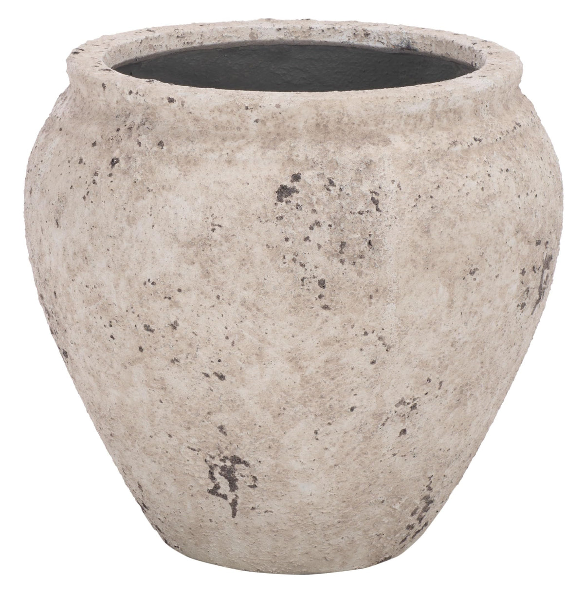 SAFAVIEH Outdoor - Ramsey Planter Pot with Drainage - Antique White Ficonstone Cement - Weather Resistant - Ideal for Patio, Garden, Backyard, 14.2" W x 14.2" D x 13" H (PAT1553B)