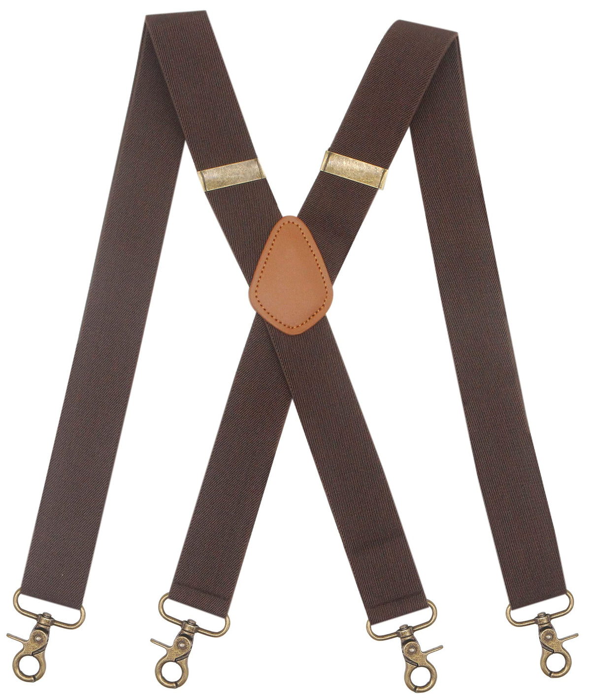 Timiot Mens Suspender 4 Swivel Strong Hooks Adjustable Braces Elastic Comfortable X Style Heavy Duty Strap (Coffe)