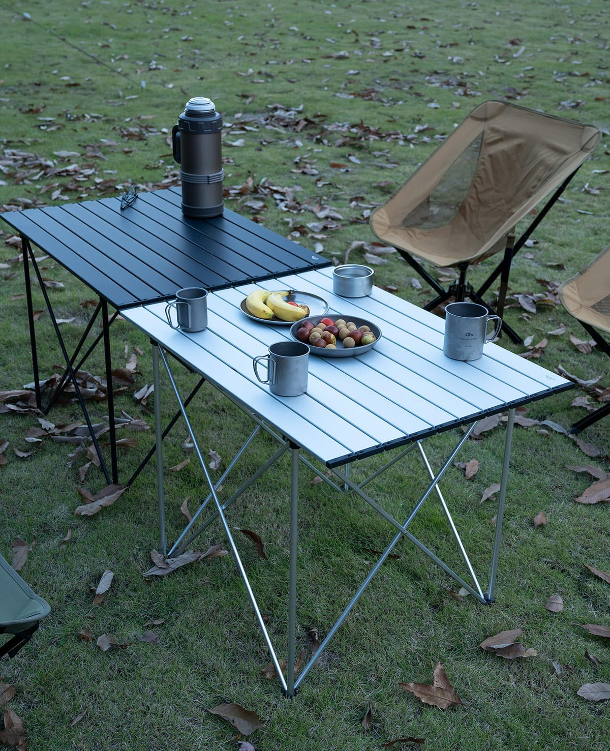 iClimb 1 Light Folding Table and 1 Heavy Duty Compact Folding Chair Bundle for Adults Outdoor Camping Beach Concert