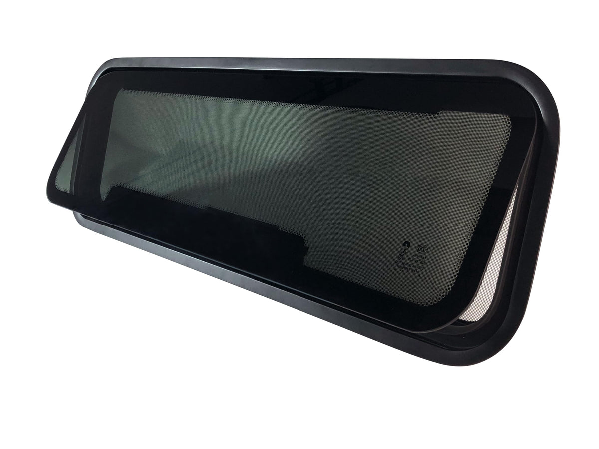 TZGP RV Vent Window 33.5" W x 10.5" H, Universal Awning Bunk Windows, RV Camper Window Replacement, Removable Screen & Solar Privacy Glass