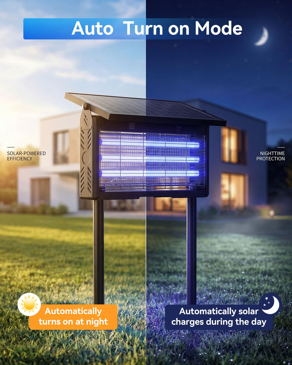 𝟐𝟎𝟐𝟔 𝐔𝐩𝐠𝐫𝐚𝐝𝐞𝐝 3 Tubes Solar Bug Zapper Outdoor, Mosquito Zapper Waterproof Electric Fly Zapper Rechargeable Mosquito Killer, Cordless Fly Insect Trap for Yard, Patio, Home, Garden, Camping