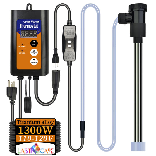LASTINGCAPE 1300W Titanium Fully Submersible, Portable Electric Pool and Hot Tub Immersion Water Heater with Temp Control, GFCI for spa tub, Pool, Bathtubs, Buckets, Baptistry & Above Ground Pool