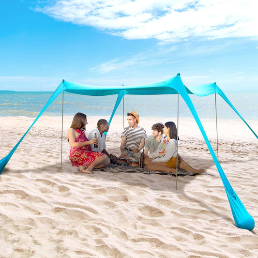 BOTINDO Family Beach Tent Canopy Sun Shade 6 Poles