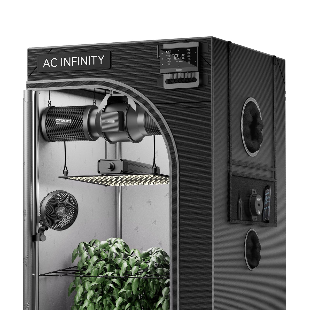 AC Infinity AI Grow System Compact 2x2, 1-Plant Kit w/Self-Learning AI Controller, Dynamic Airflow & LM301H LED Lighting Control, 2000D Mylar Tent w/Lab-Tested Reflectivity, Largest Zippered Window