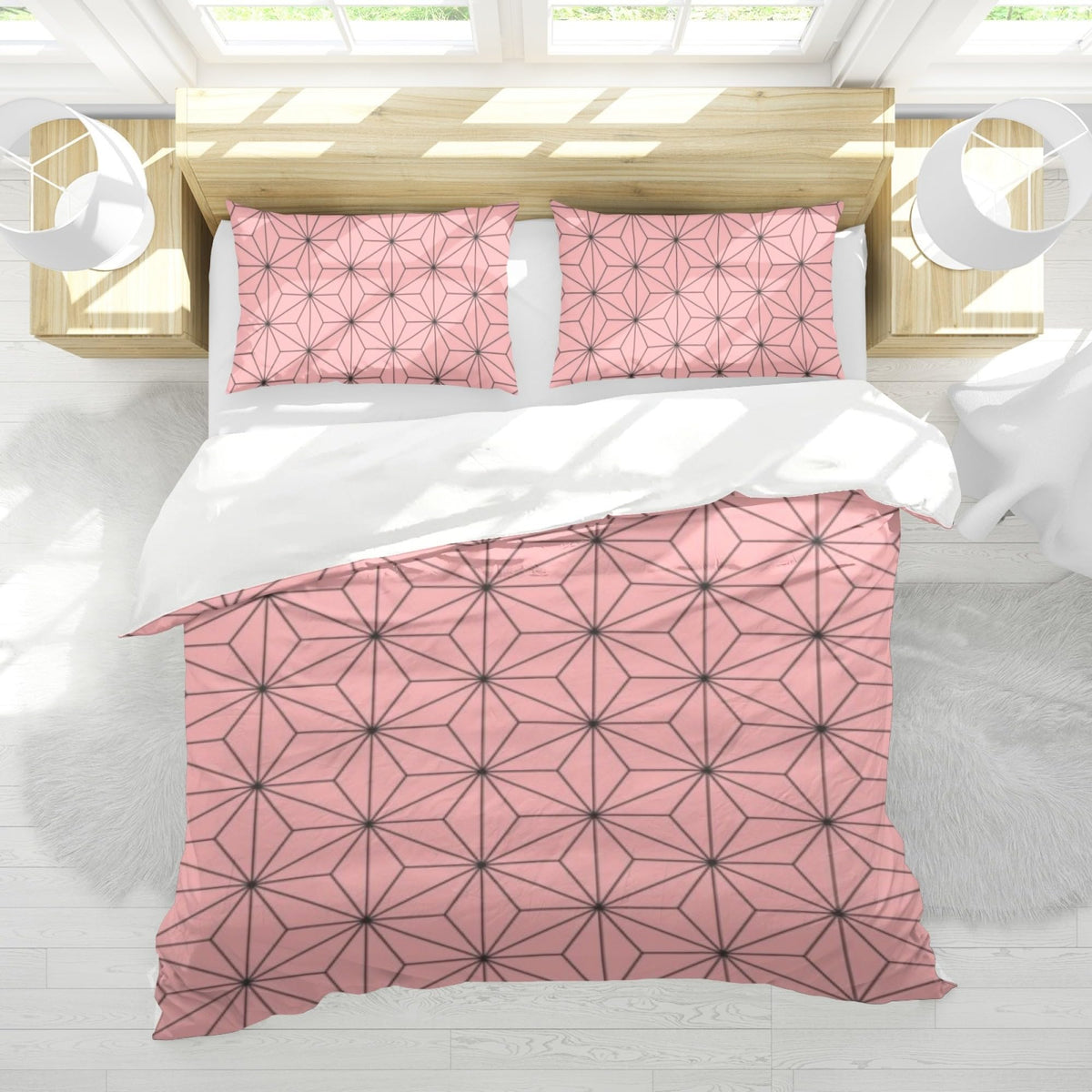 INFLAG Anime Bedding Set, 3-Piece Anime Duvet Cover Full Size Ultra Soft Breathable 3D Printed Microfiber Comforter Cover, Cartoon Quilt Cover with 2 Pillowcases (Full,Pink)