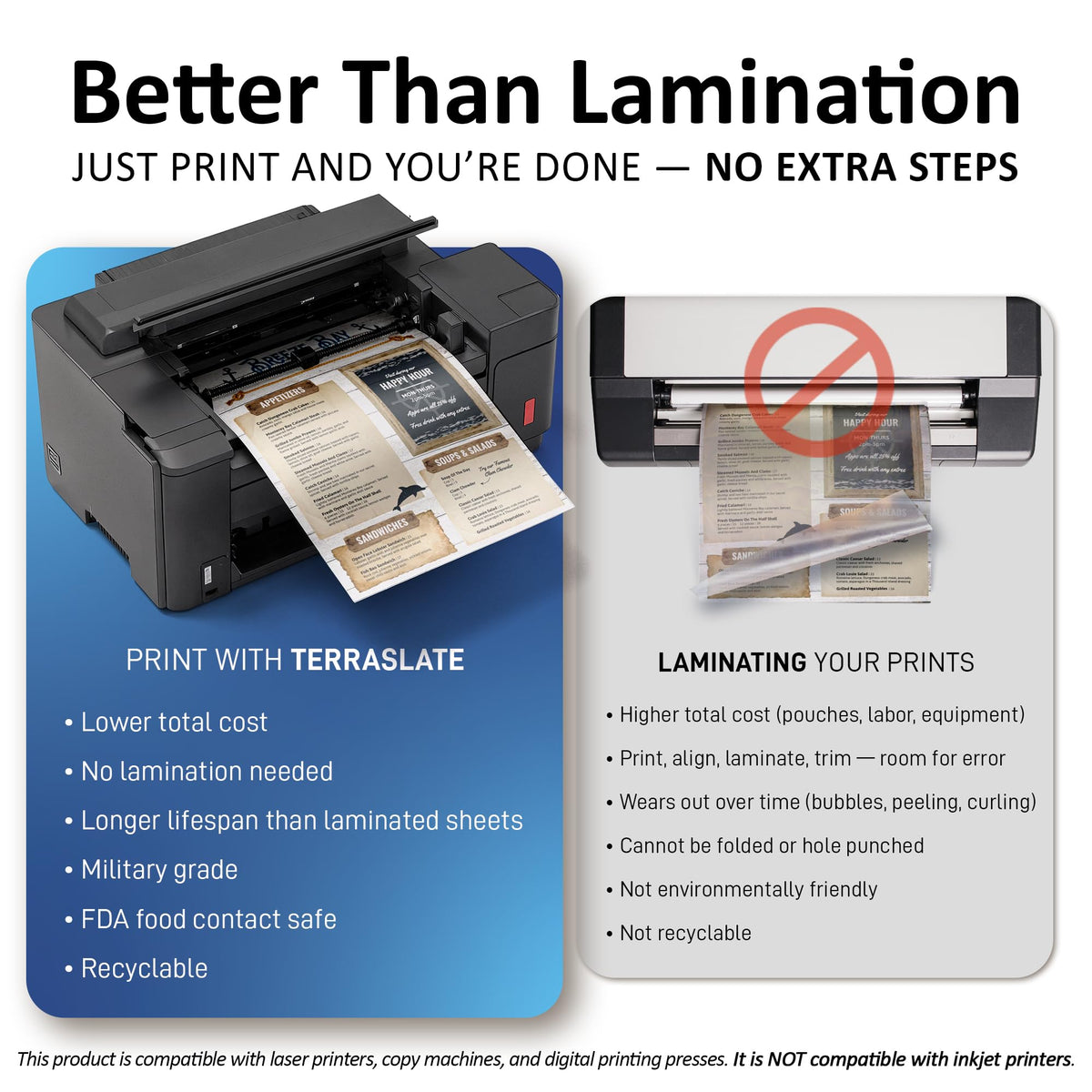 TerraSlate Copy Paper Waterproof Laser Printer, Rain Weatherproof, 5 Mil, 8.5x11-inch, 500 Sheets