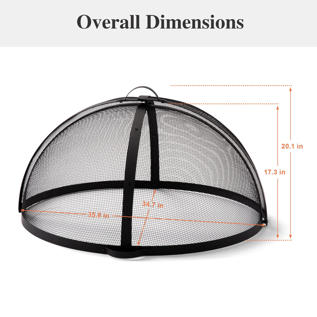 SUNCREAT Heavy-Duty Fire Pit Screen, Steel Mesh Round Spark Screen with Handle, 35 Inch