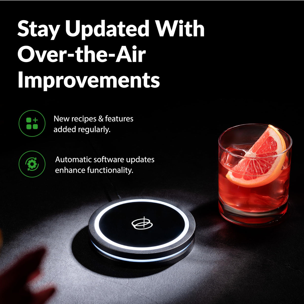 Barsys Smart Coaster 2.0 (Black) – Portable Cocktail Maker & Drink Mixer, App-Enabled Home Bartender Machine with 1000+ Recipes for Cocktails & Mocktails