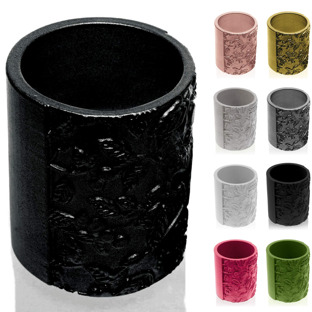 CONCRETTE Flower Pot, Black Metallic, 11x9x9 cm