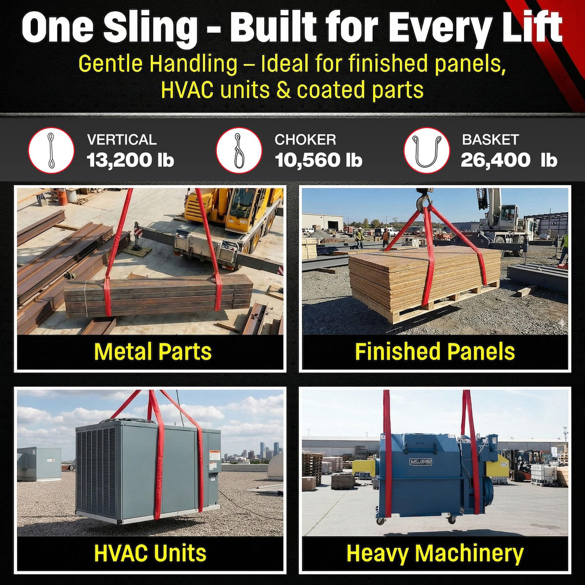 Chenango Supply VR5 Red Round Sling, 10 ft – USA Made, 13,200 lb Vertical, 10,560 lb Choker, 26,400 lb Basket – Double-Ply Cover Endless Poly Rigging Sling for Lifting & Material Handling (10 FT)