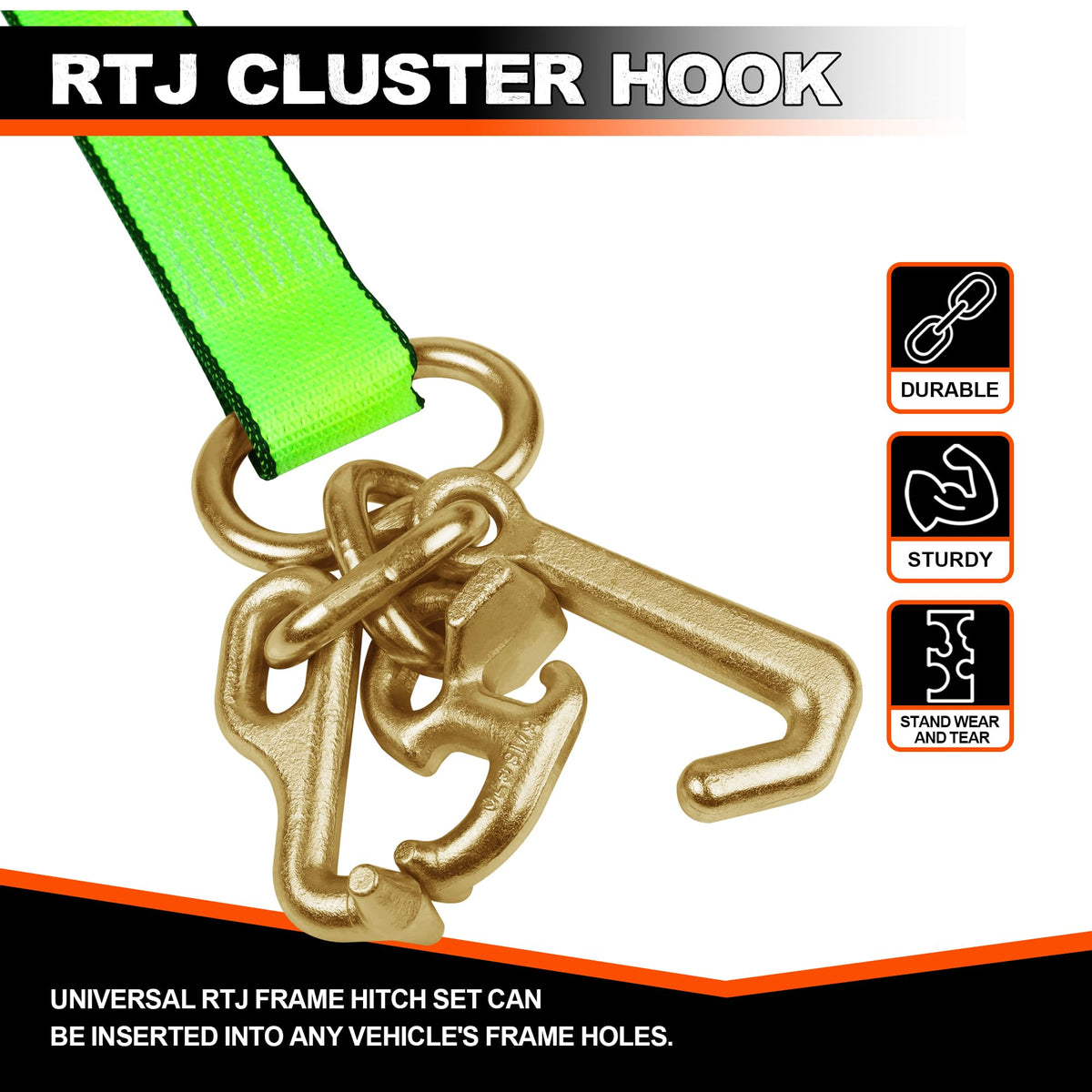 Mimanchi 2" x 12' RTJ Cluster Hook Ratchet Straps with 8 Point Chain, 4 Pack - Heavy Duty Tow Strap for Trucks, Trailers, and Car Haulers - Wheel Tie Down Straps for Tow Trucks & Auto Transport