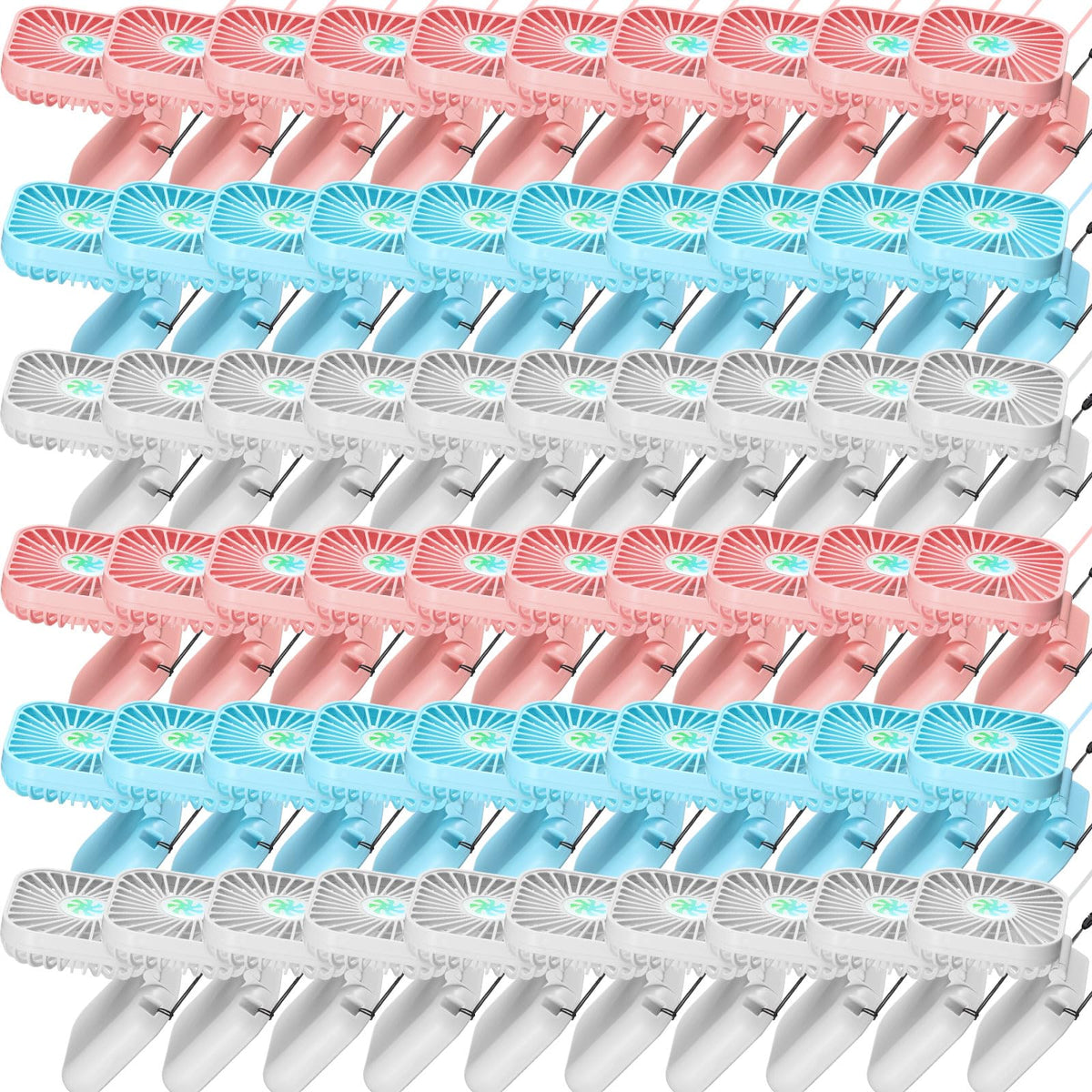 Hortsun 60 Pack Mini Necklace Fans Bulk USB Rechargeable Handheld Folding Fan with 3 Speeds, Quiet Personal Cooling Fans Bulk Gifts for Women, Eyelash, Teachers, Wedding Favors, Travel, Outdoor