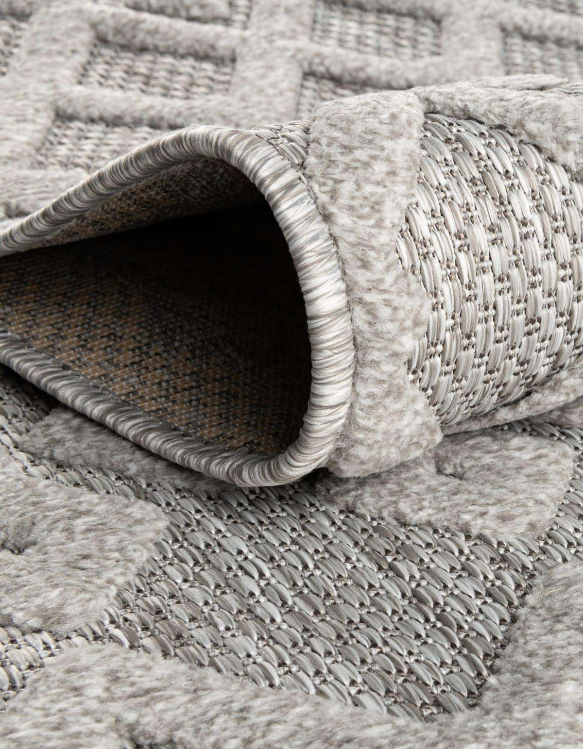 Unique Loom Outdoor Trellis Textured Collection Area Rug - Osage (6' 1" x 9' Rectangle, Grey/ Gray)