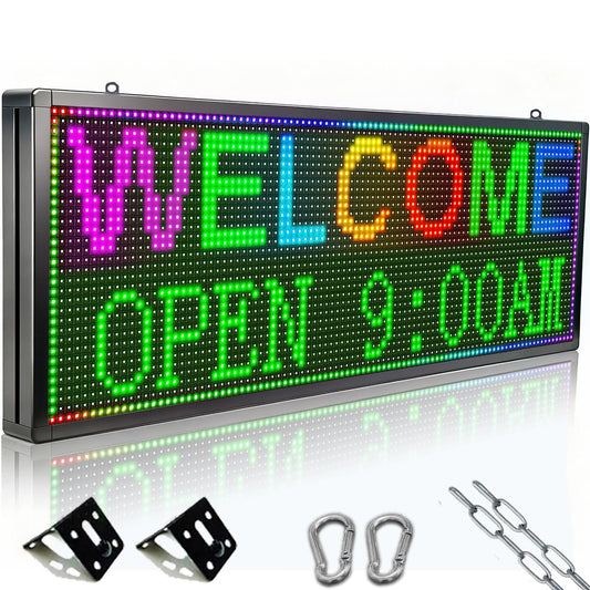 P10 Programmable Outdoor Scrolling LED Sign，39x14 Inch WiFi Controlled Digital Sign，The Perfect Solution for Commercial Advertising