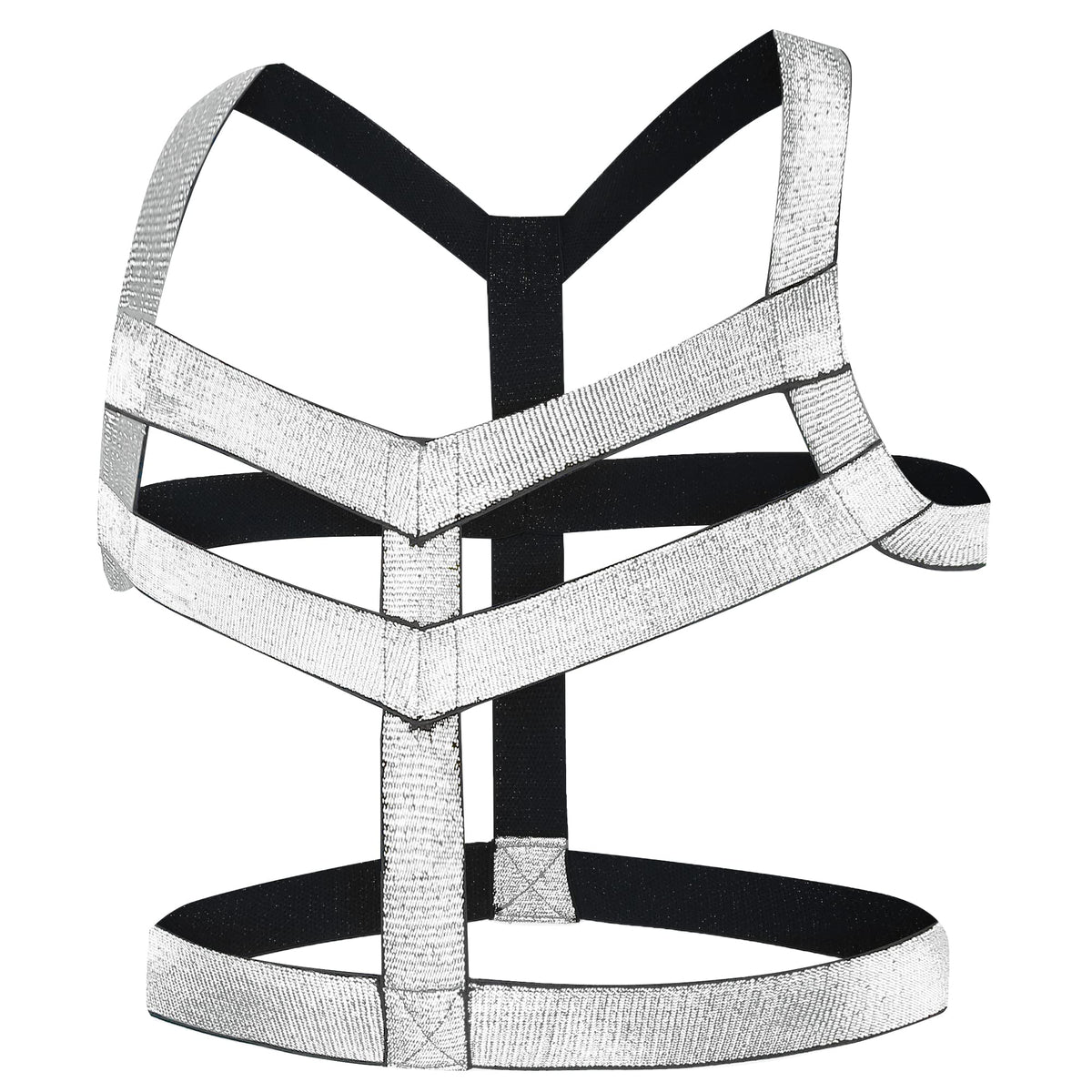 Man Harness Belt Body Chest Elastic Halter Nylon Shoulder Strap Club Wear Tops Black Silver