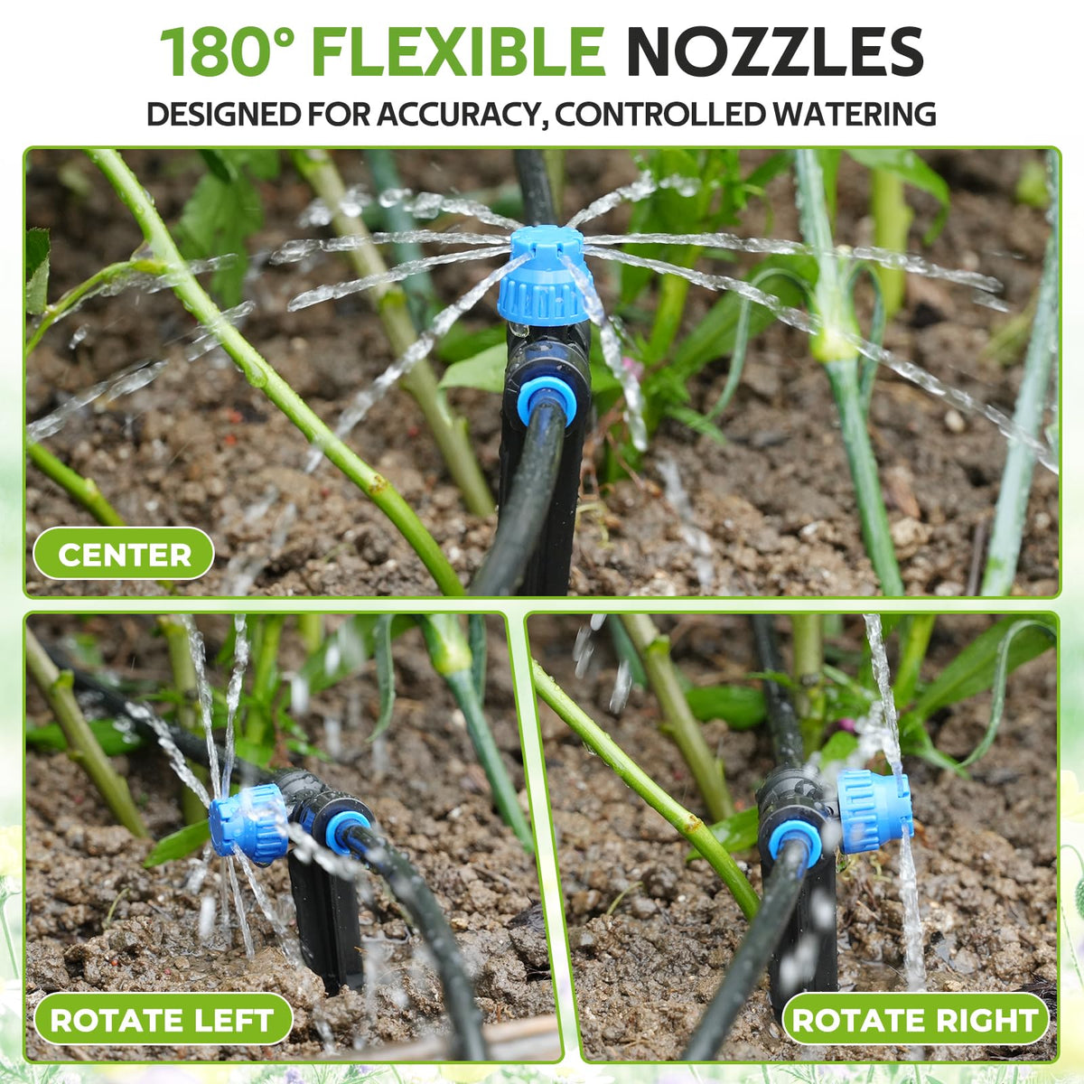 HIRALIY 80ft Push-to-Connect Drip Irrigation Kit, Adjustable Plant Watering System, for Garden Raised Bed Saving Water Automatic Irrigation Equipment with Drip Emitters, Tubing, Connectors