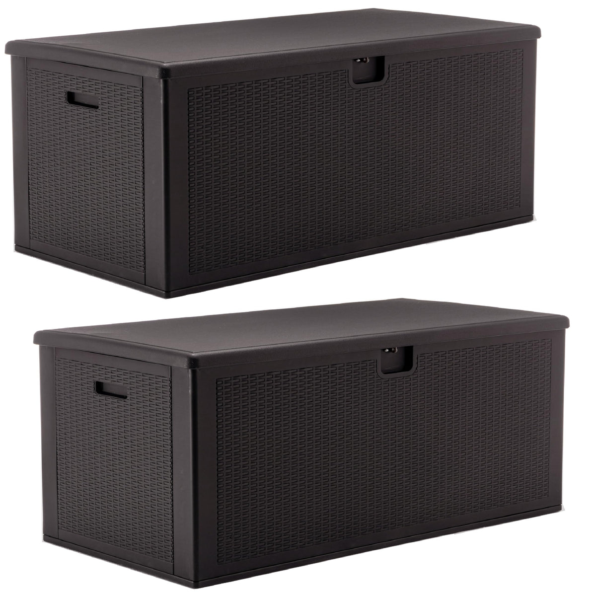 BTExpert Set of 2, 150 Gallon Extra Large Deck Box Outdoor Storage Container for Patio Furniture Cushions Garden Tools Pool Supplies Sports Equipment Waterproof Lockable Steel Rod Metal insert
