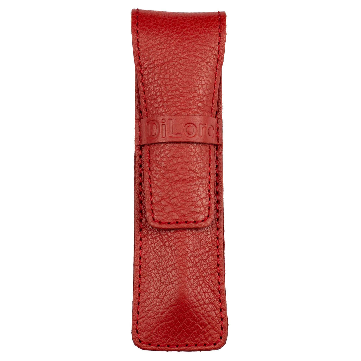 DiLoro Full Grain Thick Buffalo Leather Single Pen Case Holder Buffalo Red