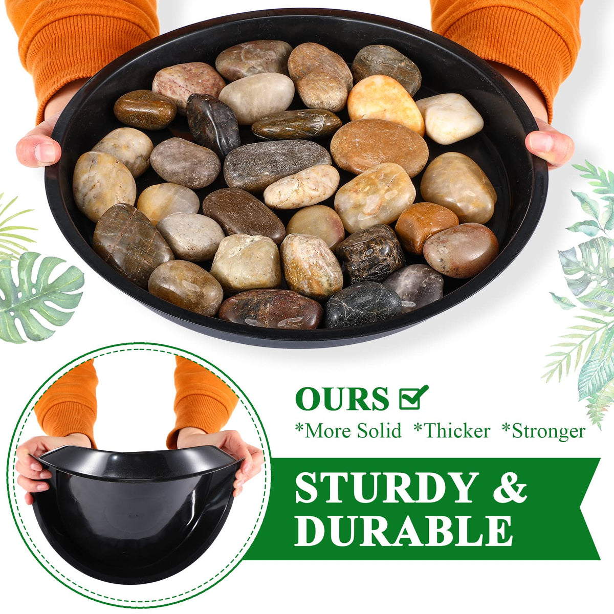 Sawysine 30 Pack Plastic Plant Saucer Round Drip Trays Black Flower Pot Saucers Thick Plant Dish Sturdy Water Tray Heavy Drainage Potted Container for Indoor Outdoor Garden (12 Inches)
