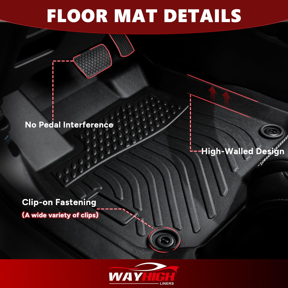 Wayhigh® Floor Mats & Cargo Liner for Toyota RAV4 Hybrid 2019-2024 2025(Only Hybrid) All Weather TPE Car Mats Waterproof Heavy Duty Floor Liners Custom Fit for RAV4 Accessories- Black