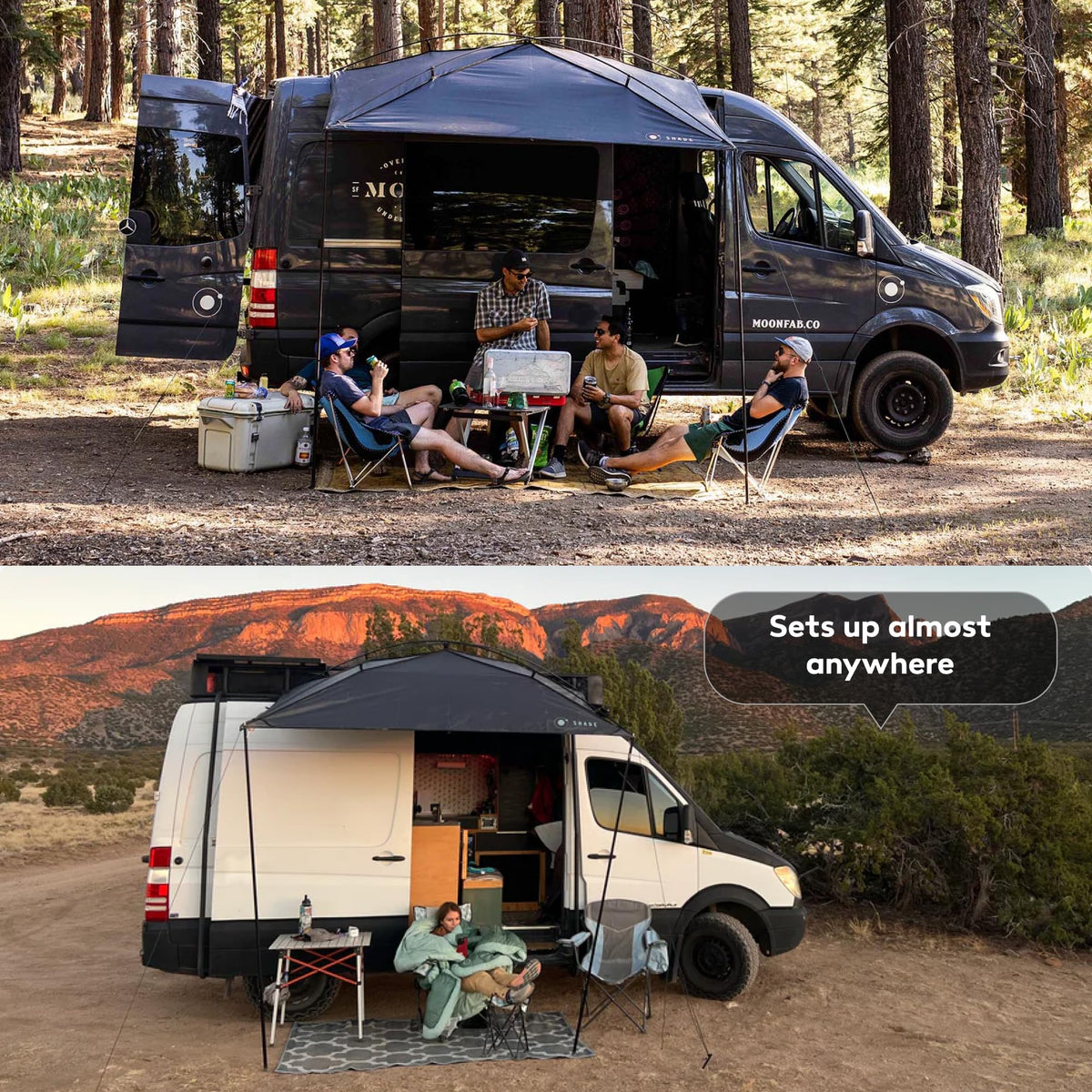 MoonShade and Long MoonWall Bundle, Portable Awning for Increased Shade and Privacy, Lightweight Durable for Large Shade Coverage, Suitable for Vans, Trucks, Full-Size SUVs, and Larger Vehicles
