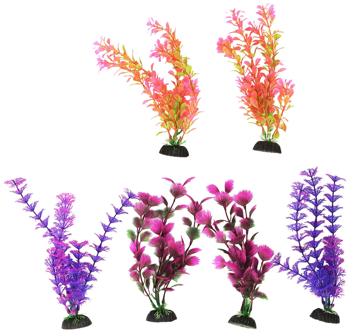 Penn-Plax Aqua-Plants Plastic Aquarium 6 Piece Plant Bundle – Vivid Appearance and Gentle Texture – Multicolored – 8” Height